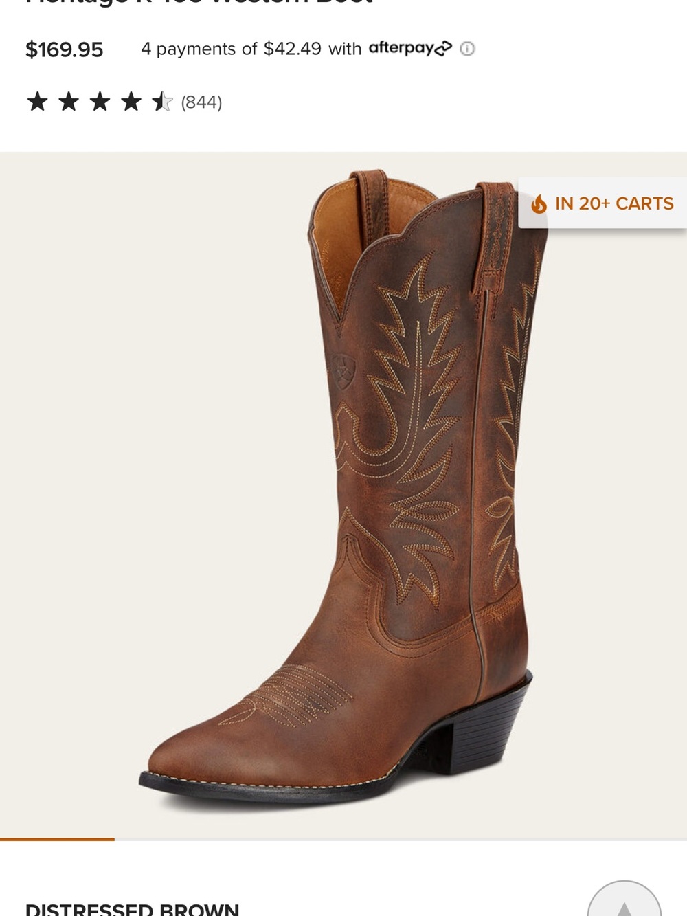 Ariat Brown Leather Western Heeled Boots - Picture 7 of 7